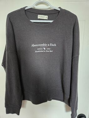 Abercrombie & Fitch Dark Charcoal Crewneck with White Logo